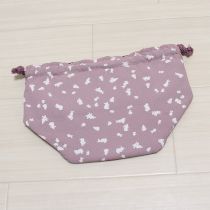 ピンク系縮緬うさぎリバーシブル巾着