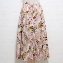 ピンクチェックブーケスカート
