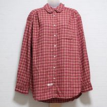 赤系チェックネルブラウス