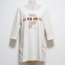杢ベージュワッペン七分Tシャツ