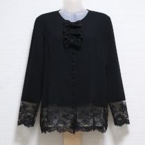 黒レース使いジョーゼットブラウス
