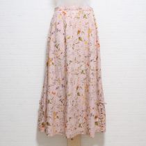 ピンクボタニカルフラワーリボン付きスカート