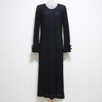 黒総レースニットワンピース