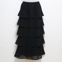 黒フリル段々ジョーゼットスカート