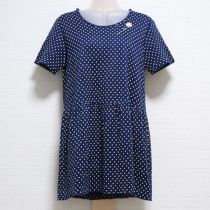 紺雛菊刺繍ドットカットソーチュニック