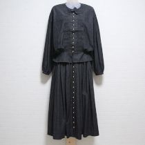 黒金ボタンデニムブラウス&スカート
