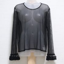 黒ドットチュールブラウス