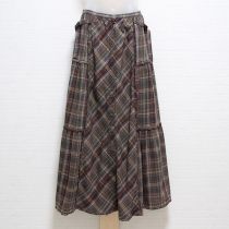 茶系オリチェ切替えスカート
