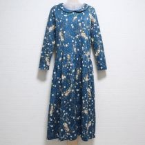 ブルー系マーガレットカットソーワンピース