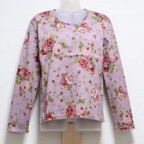 パープル薔薇プリント長Tシャツ【M】