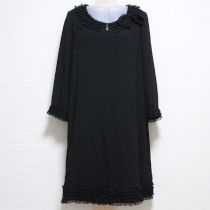 黒フリル使いジョーゼットワンピース【9号】