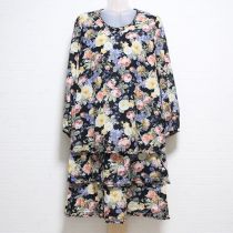 黒花柄段々チュニックワンピース【9号】