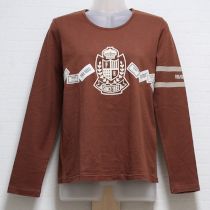 茶エンブレムロゴパッチ長Tシャツ【M】