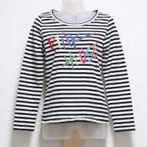 黒ボーダーカラフルロゴ長Tシャツ【M】