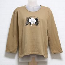ベージュくちなしリボン長Tシャツ