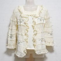 生成マーガレット刺繍綿ニットアンサンブル