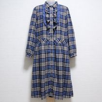 ブルー系ウーリッシュツイルチェックワンピース