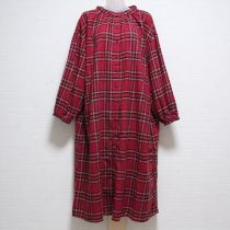 赤系チェックネルワンピース