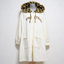 生成×黄系チェックロゴロングパーカー