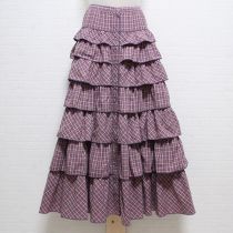 パープル系チェック段々スカート