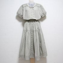 薄荷系オリチェスモック刺繍ワンピース