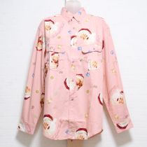 ピンクサンタプリントシャツ