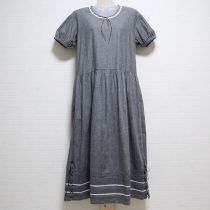 グレー系レース使いダンガリーワンピース