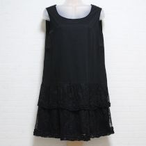 黒段々レースカットソーチュニック