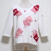 白パッチワーク七分袖Tシャツ【M】