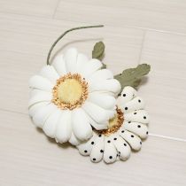 白×水玉雛菊コンビコサージュ