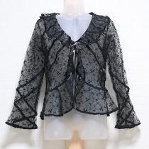 黒花刺繍総レースオーバーブラウス