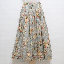 薄荷系チェックブーケスカート