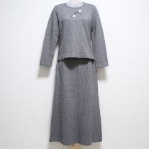 黒系チェックカメリア刺繍カットソー上下【S】