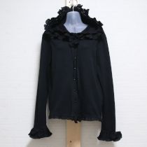 黒ローンフリルカットソーカーディガン【L】