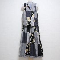 黒系紫陽花パッチワークベスト&スカート