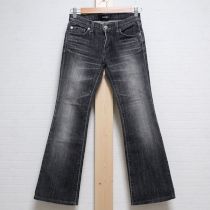 黒リボンバックステッチデニムパンツ【S】