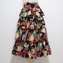 黒薔薇プリント段々スカート