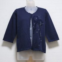紺ビーズ使い薄手カーディガン