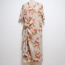 生成薔薇プリントたくし上げワンピース