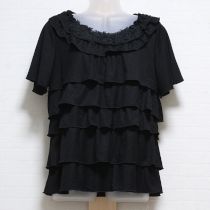 黒段々フリルカットソー