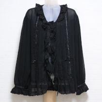 黒レース使いシフォンオーバーブラウス