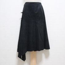 黒フェイクスウェードカットワークスカート【M】