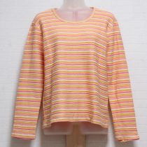 オレンジ系マルチボーダー長Tシャツ【M】