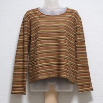 茶系マルチボーダー長Tシャツ【M】