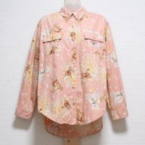 ピンク花かごくまブラウス【M】