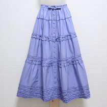 ブルー系千鳥格子ピコフリルスカート