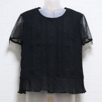 黒ドットフロッキーシフォンブラウス【M】