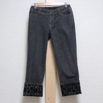 黒裾レースデニムパンツ【7号】