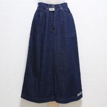 紺ロゴ入りAラインデニムスカート【M】