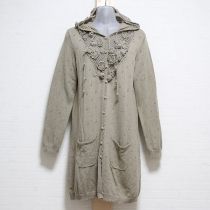 カーキ系クロッシェ使いロングカーディガン